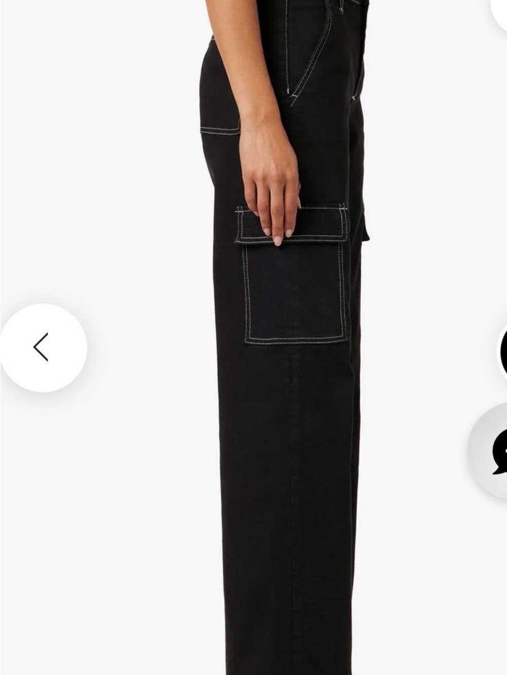 Joe’s The Farah Cargo Wide-Leg High Rise Denim Cargo Pants in Black